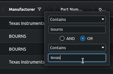 BOM Filtering Options